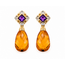 Earrings Omega Back Dangle .10ctw Round Diamonds 20ctw Golden Citrine 3ctw Purple Amethyst 18ky 1.75x.5" 17.29g 226080009