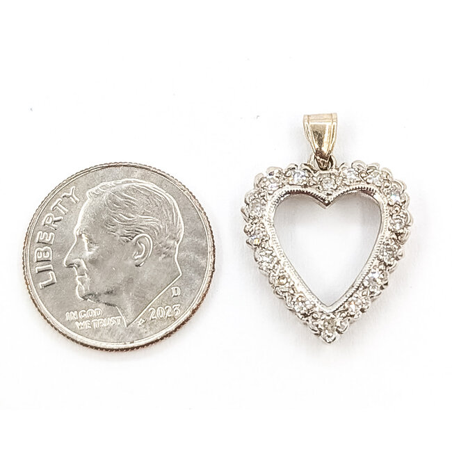 Pendant Heart .17ctw Round Diamonds 10kw .75x.6" 2.18g 126080035