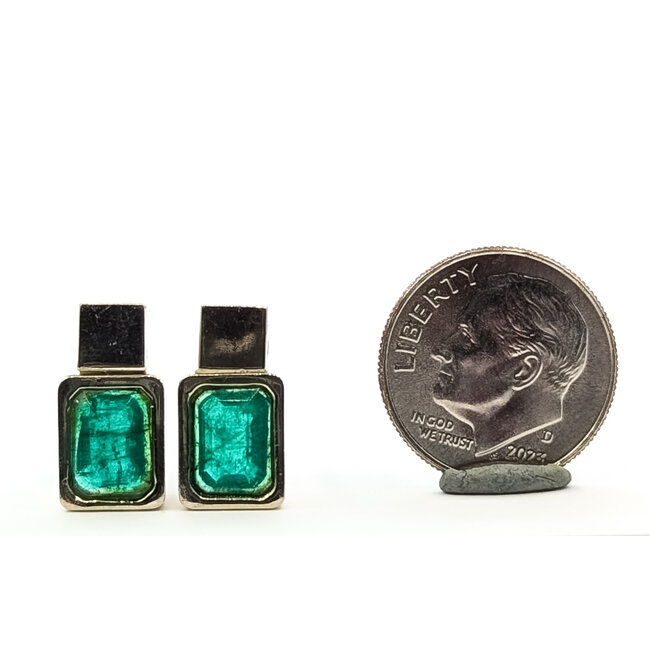 Earrings Stud 3ctw Green Emerald 14kw 15x8mm 6.72g 126080045