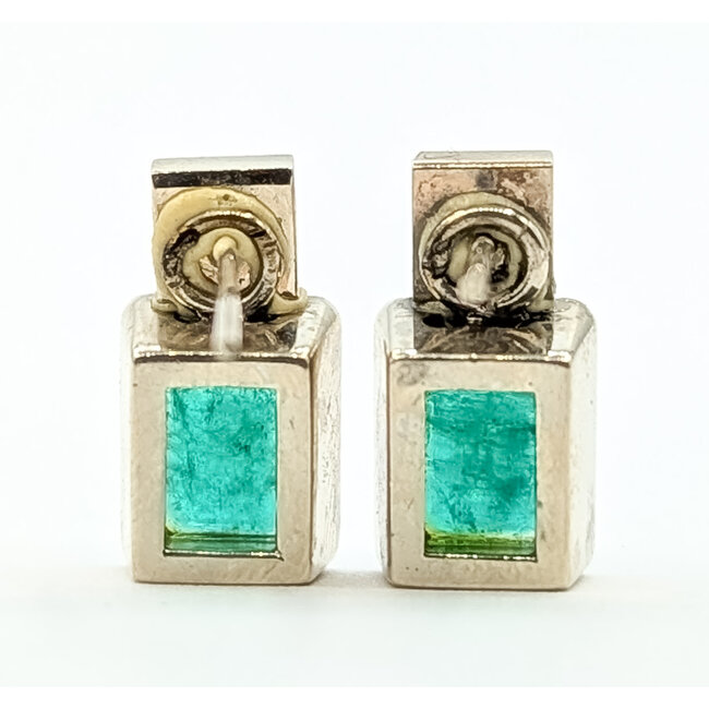 Earrings Stud 3ctw Green Emerald 14kw 15x8mm 6.72g 126080045