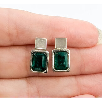 Earrings Stud 3ctw Green Emerald 14kw 15x8mm 6.72g 126080045