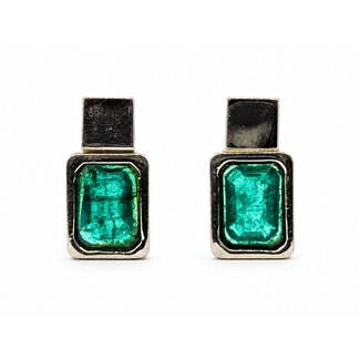Earrings Stud 3ctw Green Emerald 14kw 15x8mm 6.72g 126080045
