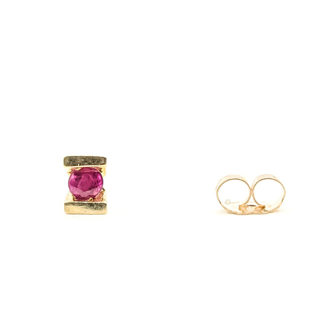 Earrings Stud .20ctw Red Ruby 14ky 5mm .79g 126080047