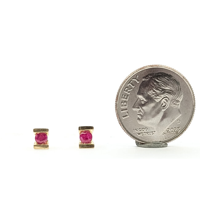 Earrings Stud .20ctw Red Ruby 14ky 5mm .79g 126080047