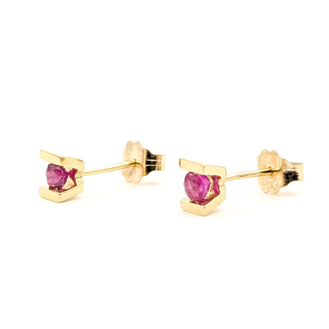Earrings Stud .20ctw Red Ruby 14ky 5mm .79g 126080047
