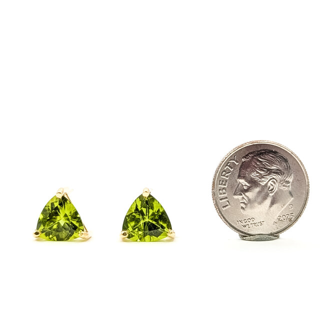 Earrings Stud 4ctw Green Peridot 14ky .4" 2.33g 126080048