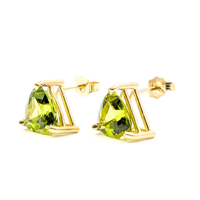 Earrings Stud 4ctw Green Peridot 14ky .4" 2.33g 126080048