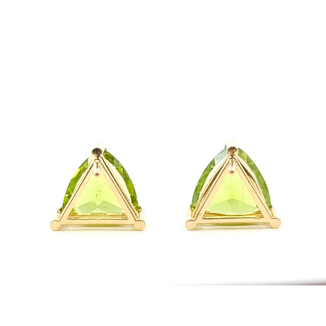 Earrings Stud 4ctw Green Peridot 14ky .4" 2.33g 126080048
