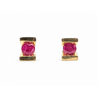 Earrings Stud .20ctw Red Ruby 14ky 5mm .79g 126080047