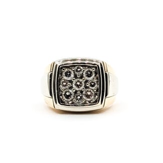 Ring Signet Cluster .75ctw Round Diamonds 14ktt 15mm Sz9 14.73g 126020043