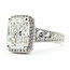 Ring Graduated Engagement Milgrain Halo 4.10ct Cushion Lab Grown Diamond IGI: LG739552836 .75ctw Colorless Lab Grown Diamonds 14kw 14mm Sz7 7.09g 126080002