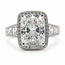 Ring Graduated Engagement Milgrain Halo 4.10ct Cushion Lab Grown Diamond IGI: LG739552836 .75ctw Colorless Lab Grown Diamonds 14kw 14mm Sz7 7.09g 126080002