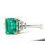 Ring 3-Stone .70ctw Half Moon Lab Grown Diamonds 2.42ct Green Emerald Platinum & 18ky 1.75mm Sz7 5.66g 126080005
