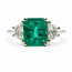 Ring 3-Stone .70ctw Half Moon Lab Grown Diamonds 2.42ct Green Emerald Platinum & 18ky 1.75mm Sz7 5.66g 126080005