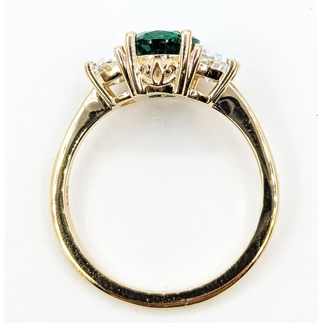 Ring 3-Stone .70ctw Half Moon Lab Grown Diamonds 1.55ct Green Emerald 14ky 1.5mm Sz7 3.37g 126080006