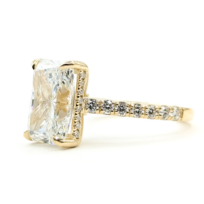 Ring Engagement Hidden Halo 5.10ct Radiant Lab Grown Diamond IGI: LG787604803 .50ctw Colorless Lab Grown Diamonds 14ky 2.25mm Sz7 5.06g 126080008