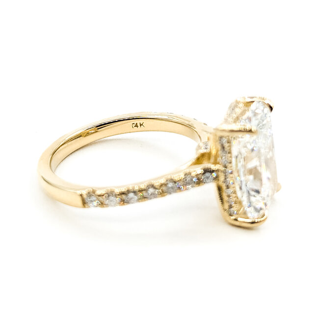 Ring Engagement Hidden Halo 5.10ct Radiant Lab Grown Diamond IGI: LG787604803 .50ctw Colorless Lab Grown Diamonds 14ky 2.25mm Sz7 5.06g 126080008