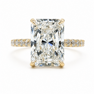 Ring Engagement Hidden Halo 5.10ct Radiant Lab Grown Diamond IGI: LG787604803 .50ctw Colorless Lab Grown Diamonds 14ky 2.25mm Sz7 5.06g 126080008