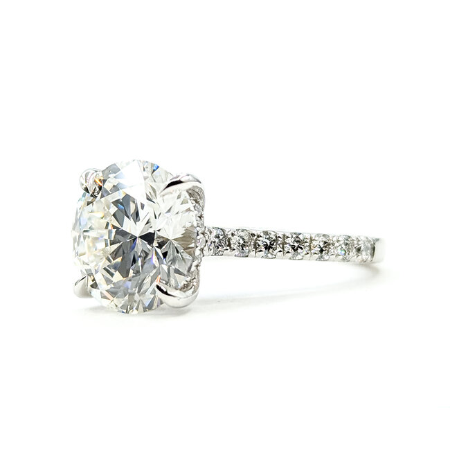 Ring Engagement Hidden Halo 5.10ct Round Lab Grown Diamond IGI: LG694552016 .50ctw Colorless Lab Grown Diamonds 14kw 2.25mm Sz7 5.13g 126080010