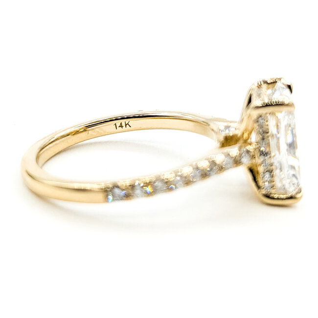 Ring Engagement Hidden Halo 3.10ct Radiant Lab Grown Diamond IGI: LG758550633 .40ctw Colorless Lab Grown Diamonds 14ky 2mm Sz7 3.87g 126080013
