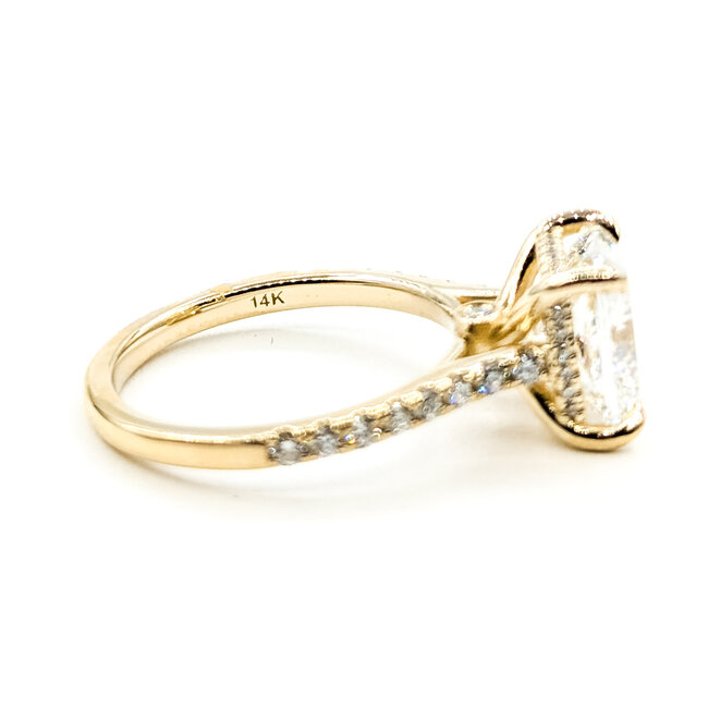 Ring Engagement Hidden Halo 4.05ct Cushion Lab Grown Diamond IGI: LG763607168 .40ctw Colorless Lab Grown Diamonds 14ky 2mm Sz7 4.25g 126080014