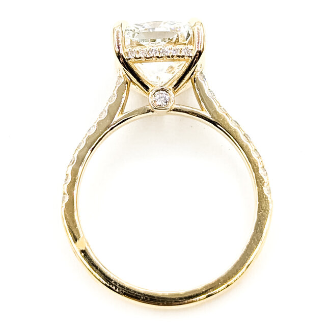 Ring Engagement Hidden Halo 4.05ct Cushion Lab Grown Diamond IGI: LG763607168 .40ctw Colorless Lab Grown Diamonds 14ky 2mm Sz7 4.25g 126080014