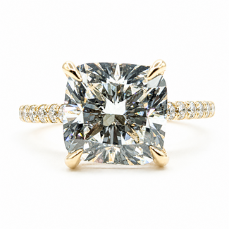Ring Engagement Hidden Halo 4.05ct Cushion Lab Grown Diamond IGI: LG763607168 .40ctw Colorless Lab Grown Diamonds 14ky 2mm Sz7 4.25g 126080014