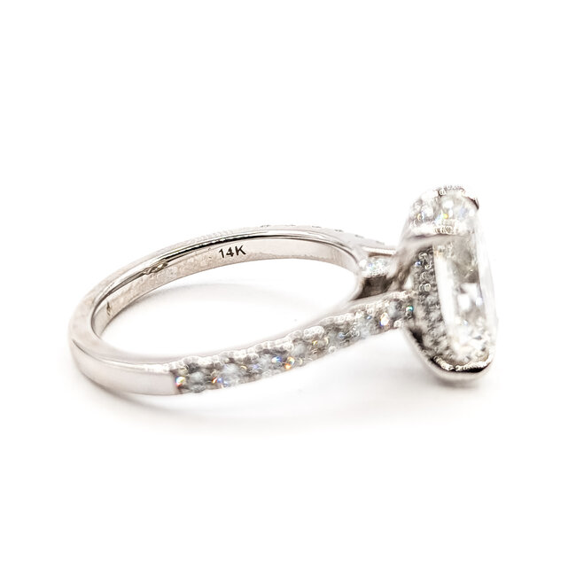 Ring Engagement Hidden Halo 3.59ct Oval Lab Grown Diamond IGI: LG743594611 .50ctw Colorless Lab Grown Diamonds 14kw 2.25mm Sz7 4.65g 126080016