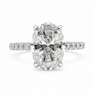 Ring Engagement Hidden Halo 3.59ct Oval Lab Grown Diamond IGI: LG743594611 .50ctw Colorless Lab Grown Diamonds 14kw 2.25mm Sz7 4.65g 126080016