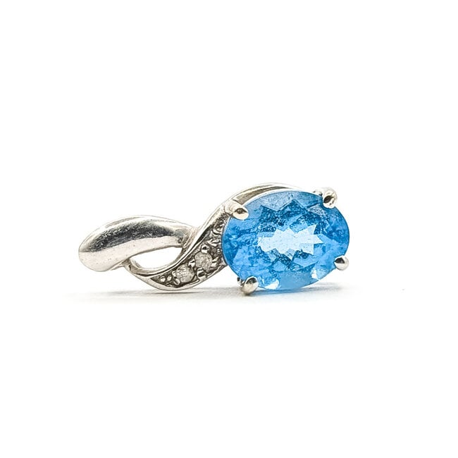 Pendant Drop Twist .01ct Round Diamond 2ct Sky Blue Topaz 10kw .75x.25" 1.54g 126080037
