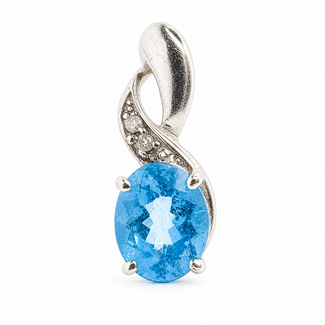 Pendant Drop Twist .01ct Round Diamond 2ct Sky Blue Topaz 10kw .75x.25" 1.54g 126080037