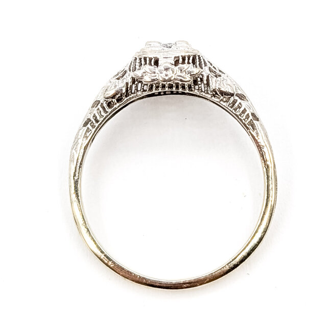 Ring Antique Filigree .17ct Round Diamond 14kw 8.3mm Sz8 1.87g 126080019