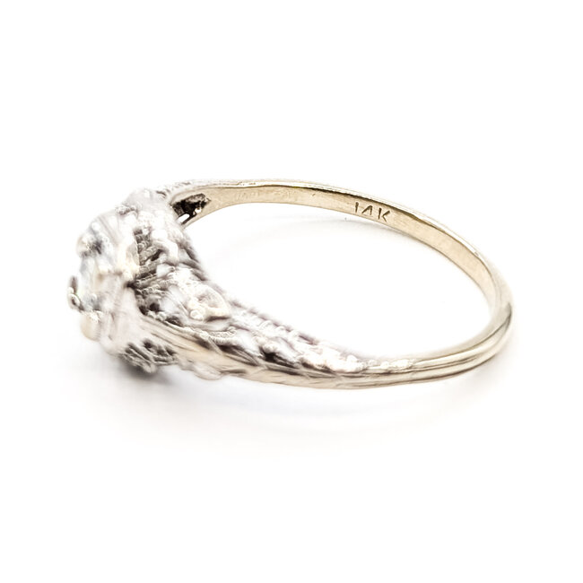 Ring Antique Filigree .17ct Round Diamond 14kw 8.3mm Sz8 1.87g 126080019