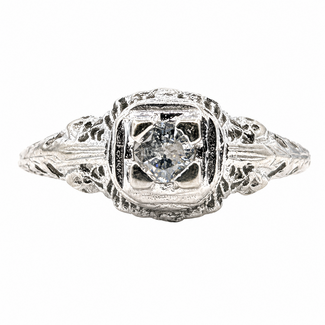 Ring Antique Filigree .17ct Round Diamond 14kw 8.3mm Sz8 1.87g 126080019