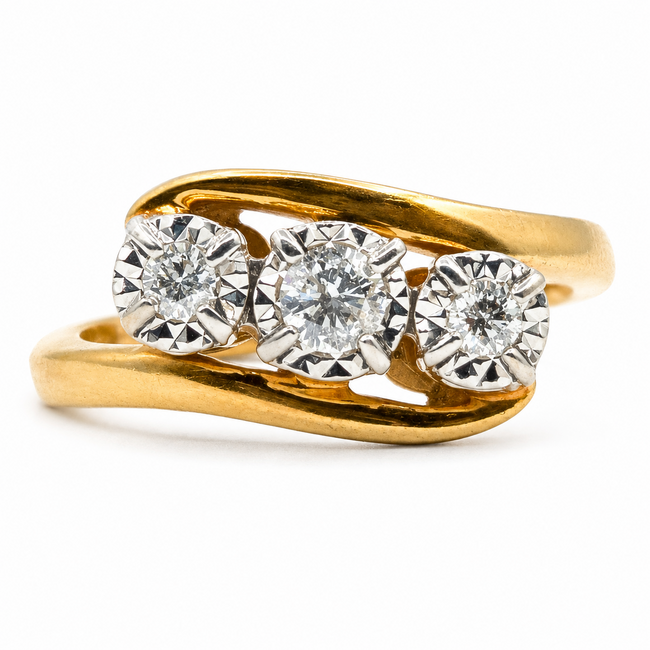 Ring 3-Stone Diamond Cut .25ctw Round Diamonds 10ktt 2mm Sz7 3.69g 126070154