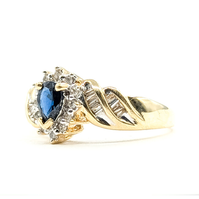 Ring Bypass Halo .17ctw Round Diamonds .50ct Midnight Sapphire 10ky 5mm Sz8 3.27g 126080034