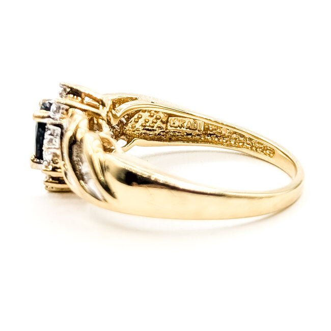 Ring Bypass Halo .17ctw Round Diamonds .50ct Midnight Sapphire 10ky 5mm Sz8 3.27g 126080034