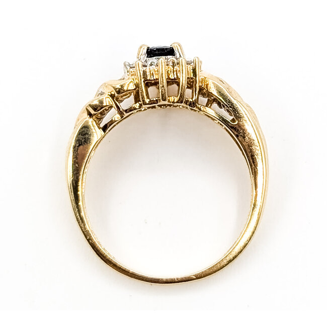 Ring Bypass Halo .17ctw Round Diamonds .50ct Midnight Sapphire 10ky 5mm Sz8 3.27g 126080034