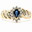 Ring Bypass Halo .17ctw Round Diamonds .50ct Midnight Sapphire 10ky 5mm Sz8 3.27g 126080034