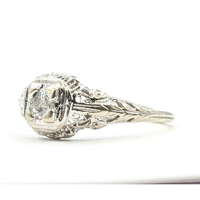 Ring Antique Filigree .17ct Round Diamond 14kw 8.3mm Sz8 1.87g 126080019