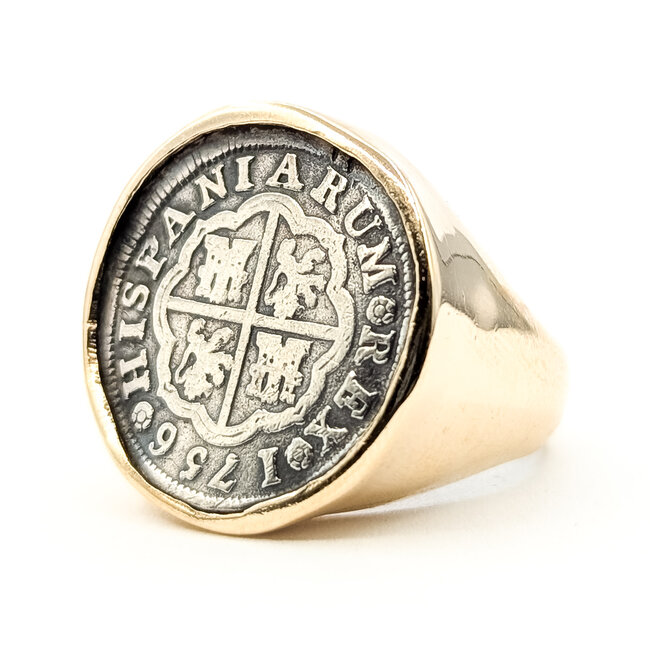 Ring 1756 Spanish Cob 1 Real Coin 14ky 22mm Sz10 10.88g 126082018