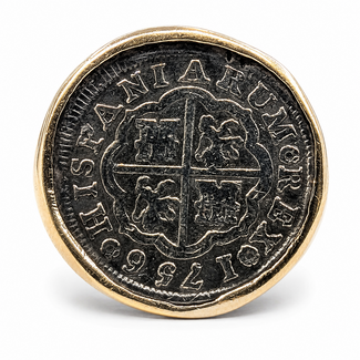 Ring 1756 Spanish Cob 1 Real Coin 14ky 22mm Sz10 10.88g 126082018