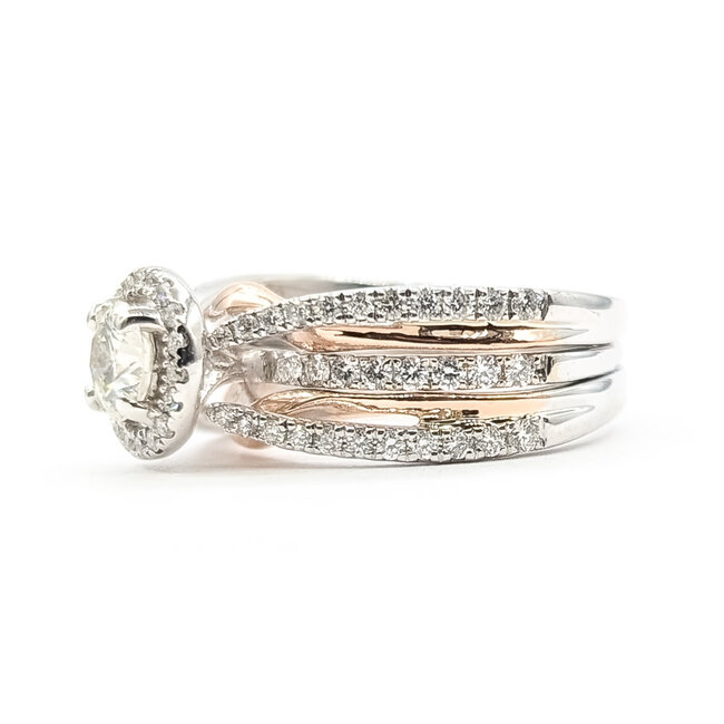 Ring Anniversary Set Halo 1.25ctw Round Diamonds 14ktt 7.5mm Sz5.75 7.21g 126070156
