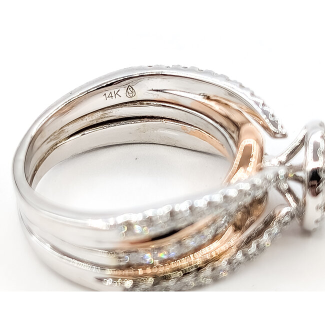 Ring Anniversary Set Halo 1.25ctw Round Diamonds 14ktt 7.5mm Sz5.75 7.21g 126070156