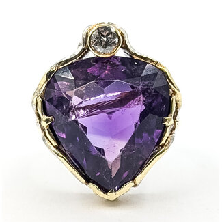 Ring Open Work Floral .20ct Round Diamond 13ct Purple Amethyst 14ktt 23mm Sz6 9.09g 126080021