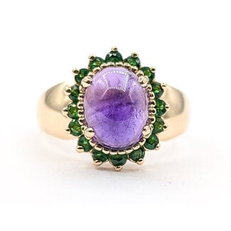 Ring Halo 3ct Purple Amethyst .50ctw Green Tsavorite Garnet 14ky 15mm Sz8 6.67g 126080040