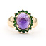 Ring Halo 3ct Purple Amethyst .50ctw Green Tsavorite Garnet 14ky 15mm Sz8 6.67g 126080040