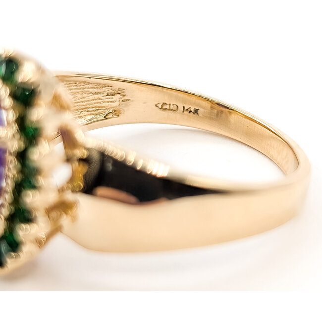 Ring Halo 3ct Purple Amethyst .50ctw Green Tsavorite Garnet 14ky 15mm Sz8 6.67g 126080040