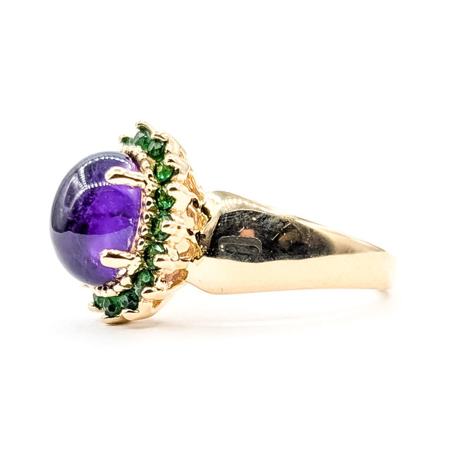 Ring Halo 3ct Purple Amethyst .50ctw Green Tsavorite Garnet 14ky 15mm Sz8 6.67g 126080040