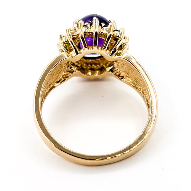 Ring Halo 3ct Purple Amethyst .50ctw Green Tsavorite Garnet 14ky 15mm Sz8 6.67g 126080040